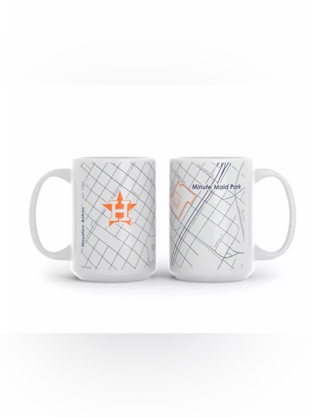 Houston Minute Maid Park Orange and White Stadium Map Ceramic Mug